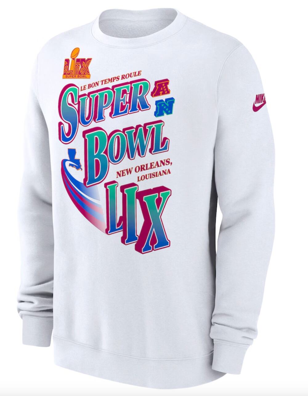 Nike Super Bowl LIX Sweatshirt XXL New Orleans Graphic Crewneck White NWT